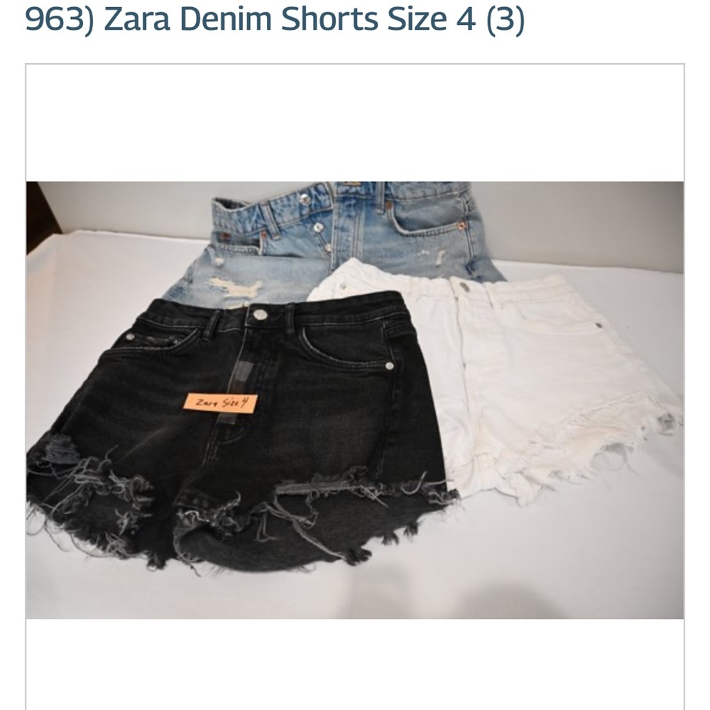 Zara Women's Distressed Jean Shorts - Black, White, Light Blue
